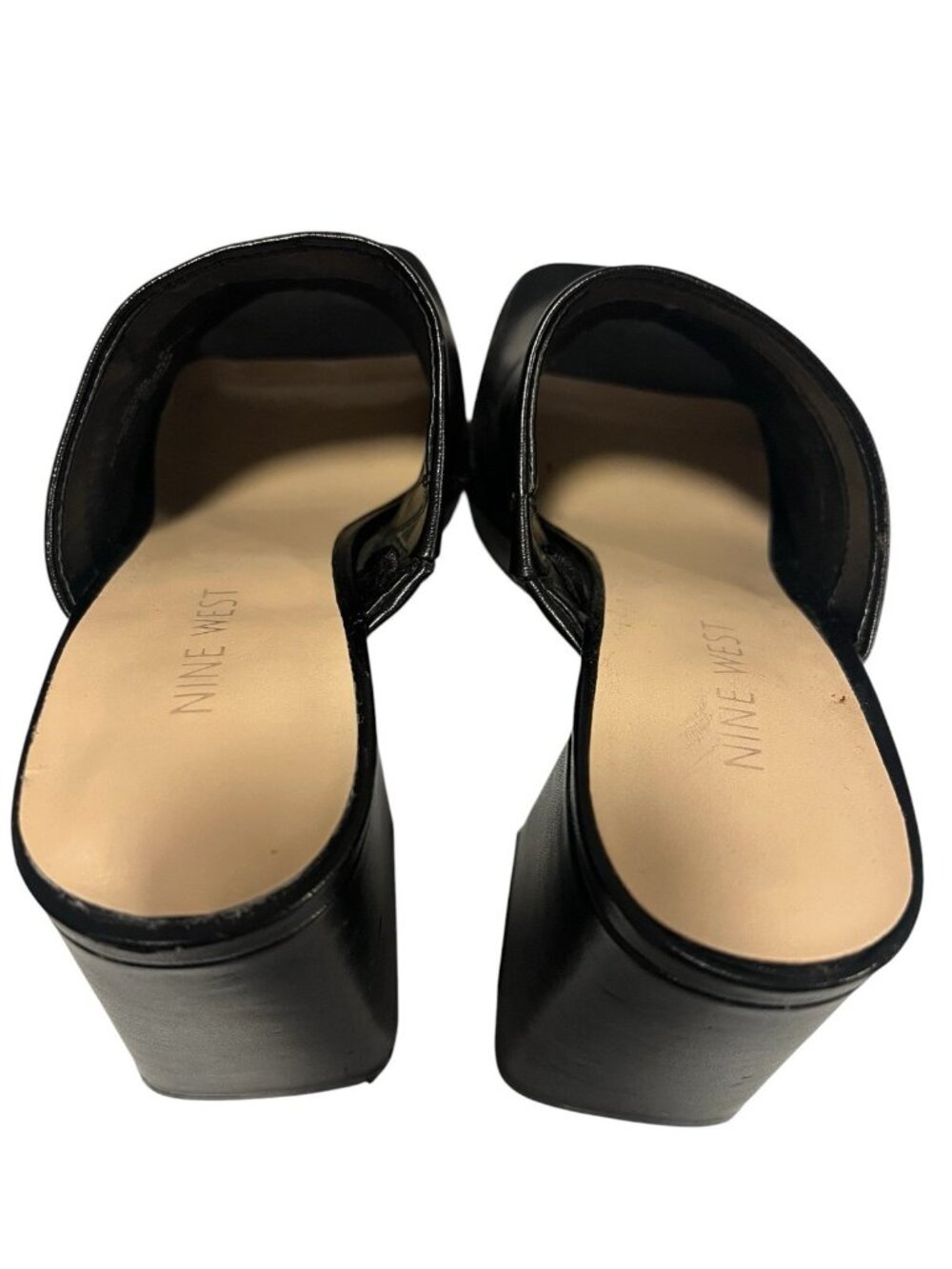 NINE WEST Black faux leather platform mules sandals Size 7 - Picture 4 of 7